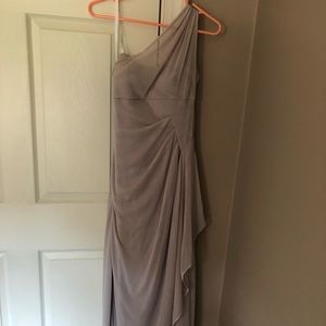 David’s Bridal bridesmaid dress in biscotti